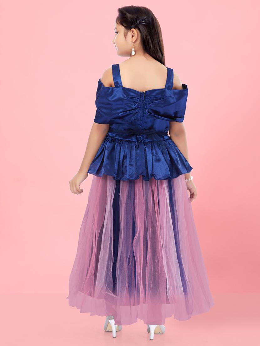 girls off shoulder neck party gown - 21356497 - Standard Image - 2