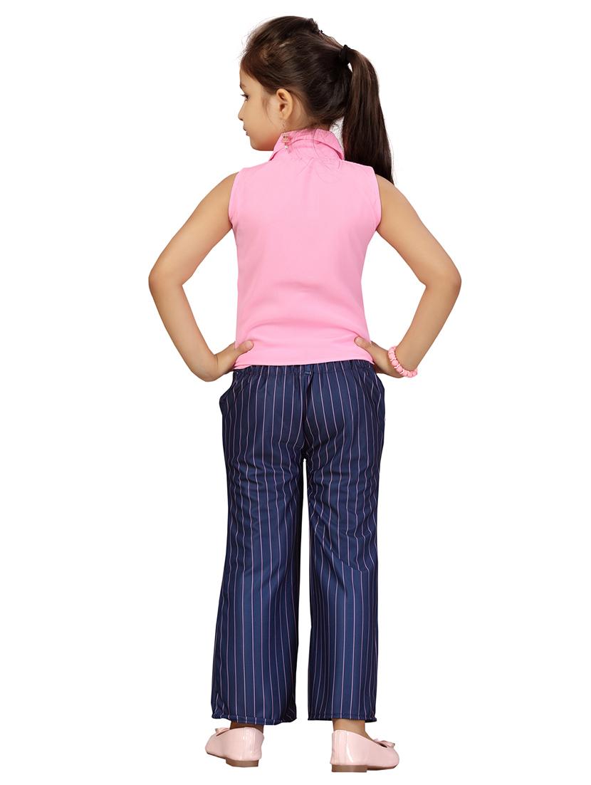 girls pink stripes printed full length set - 21357152 - Standard Image - 2