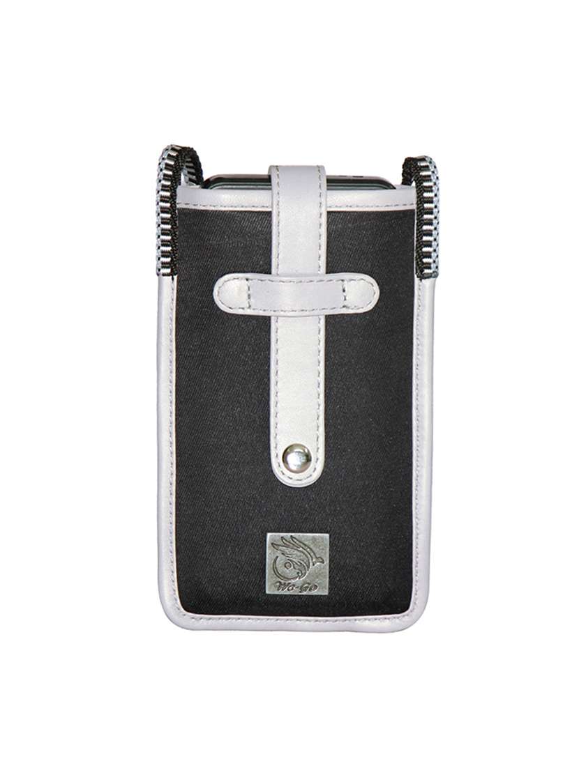 grey leather regular pouch