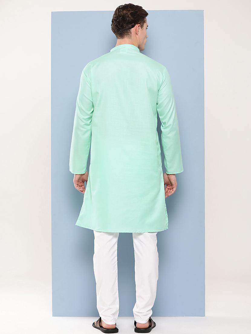 men mandarin neck solid long kurta - 21357322 - Standard Image - 2