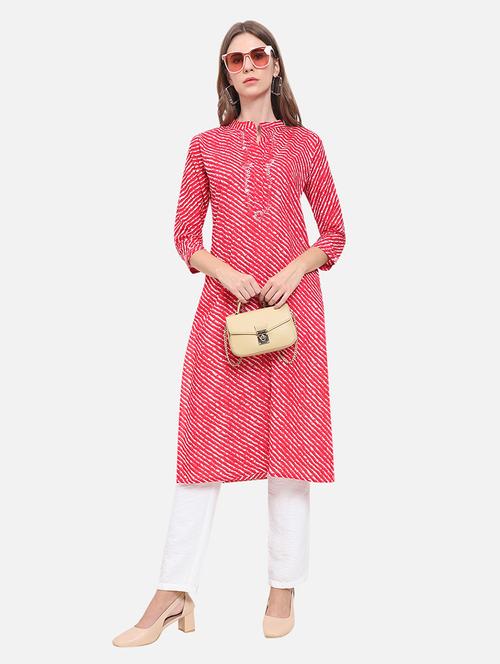 women three quarter sleeve straight kurta - 21357335 -  Standard Image - 0