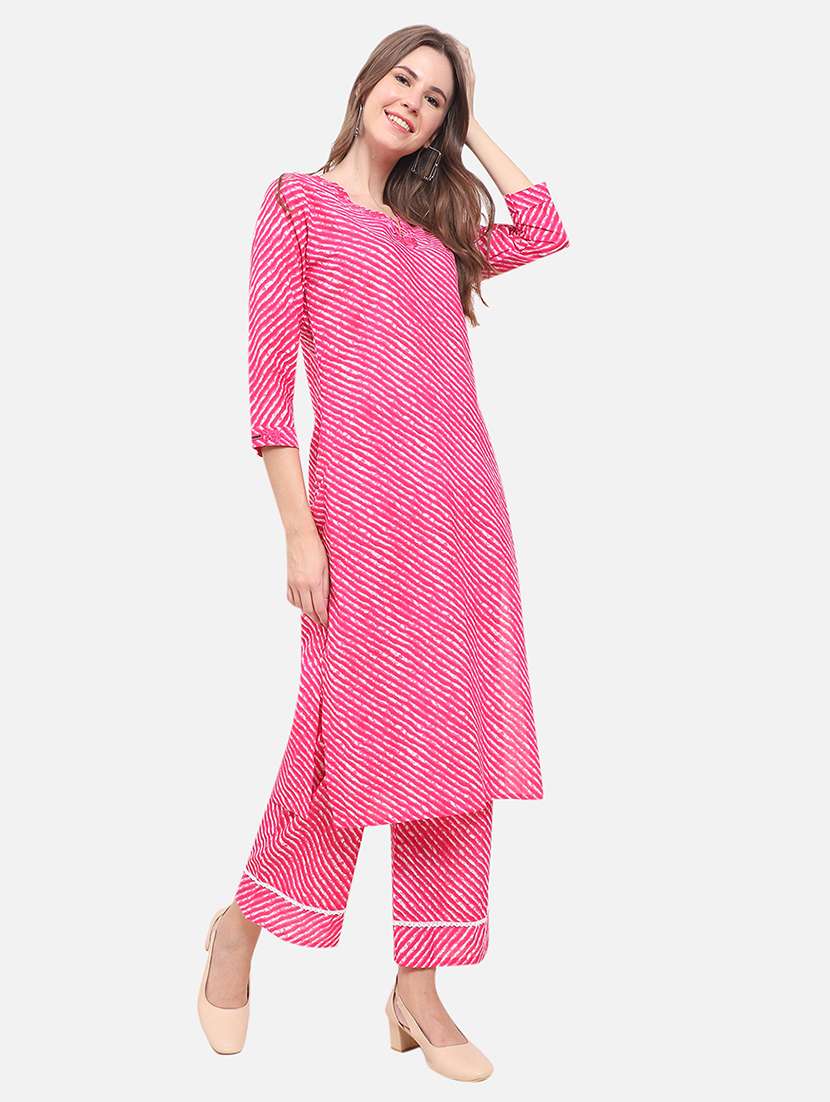 women three quarter sleeve kurta palazzo set - 21357338 - Standard Image - 2