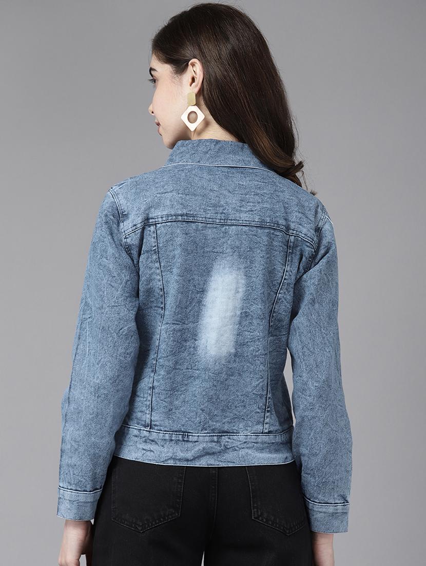 women long sleeve denim jacket - 21357340 - Standard Image - 2
