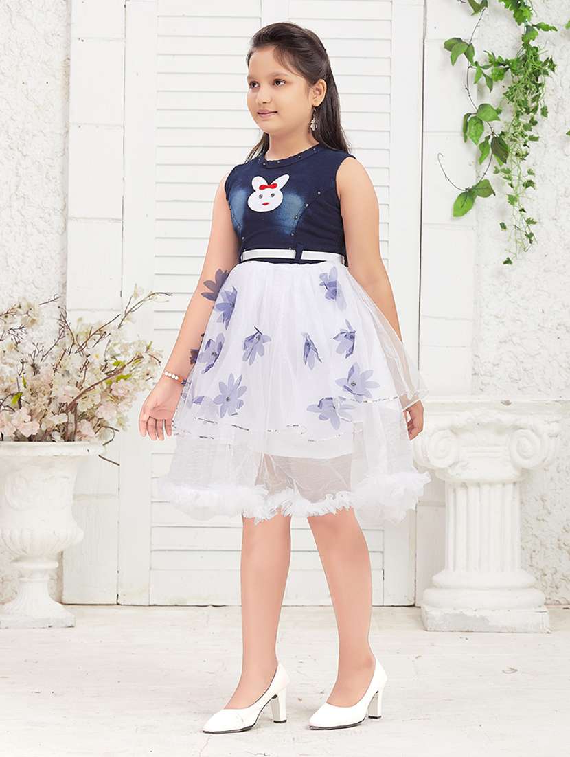 girls round neck self-designed frock - 21357445 - Standard Image - 2