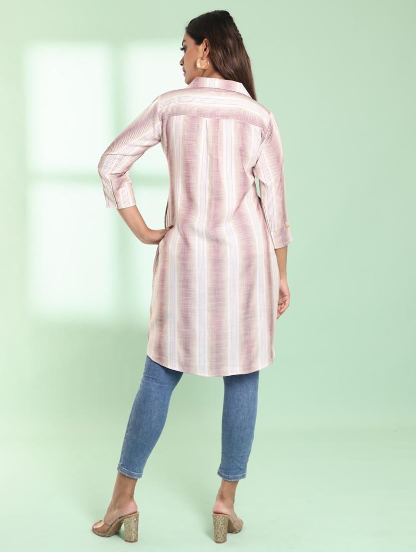 women three quarter sleeve straight kurta - 21357906 - Standard Image - 2