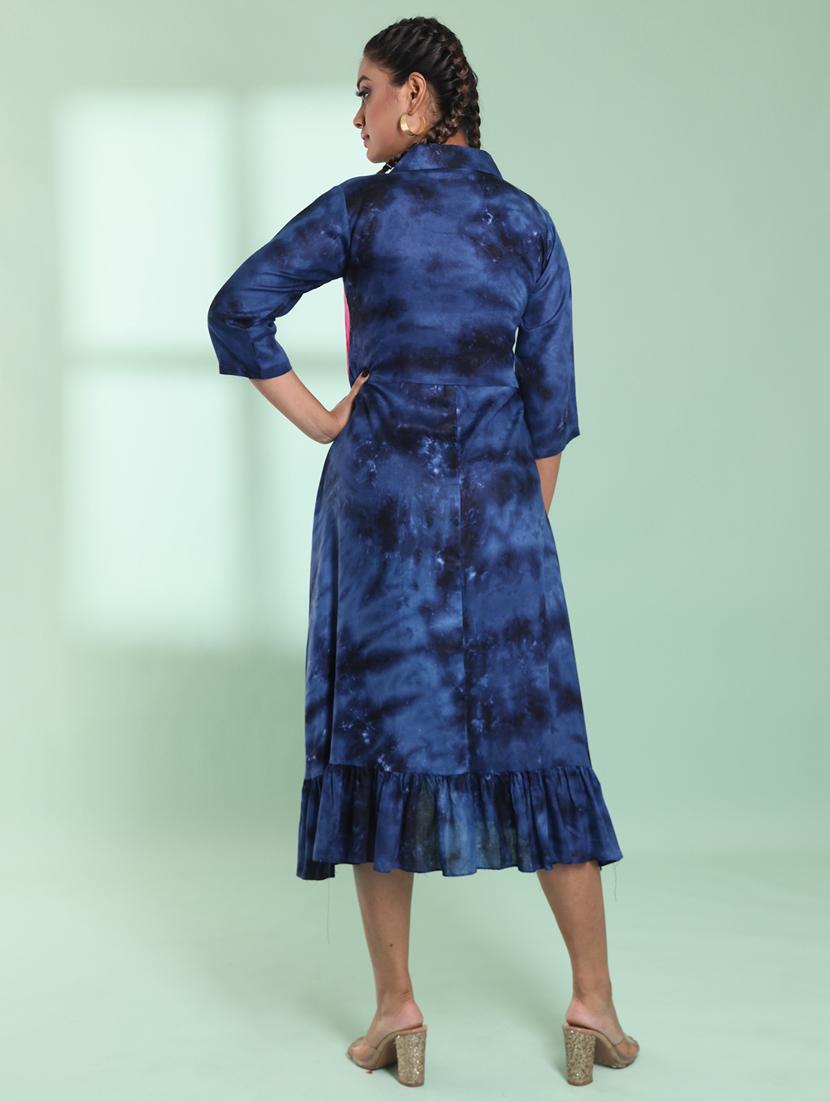women shirt collar fit & flare ethnic dress - 21357923 - Standard Image - 2