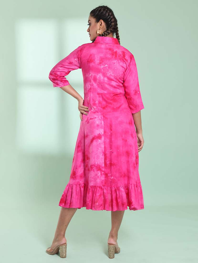 women shirt collar fit & flare ethnic dress - 21357924 -  Standard Image - 2