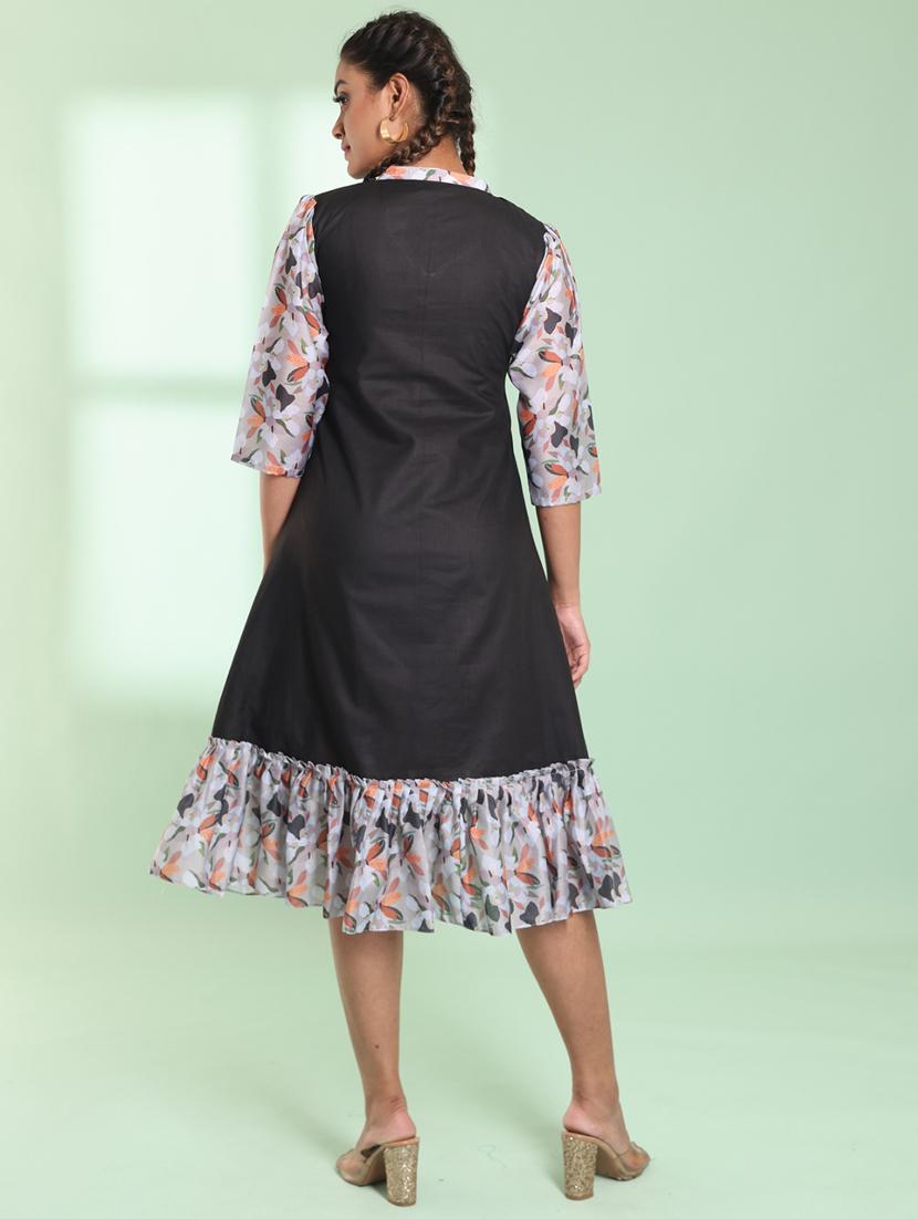 women shirt collar a-line ethnic dress - 21357939 - Standard Image - 2