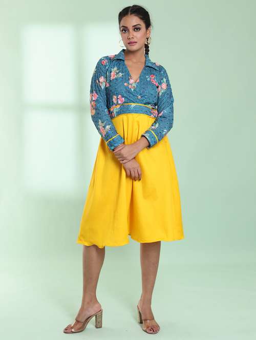 women shirt collar fit & flare ethnic dress - 21357945 -  Standard Image - 0