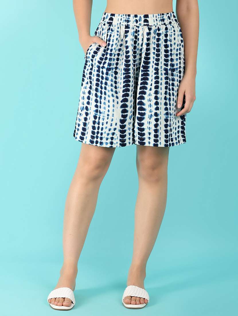 blue cotton high rise short
