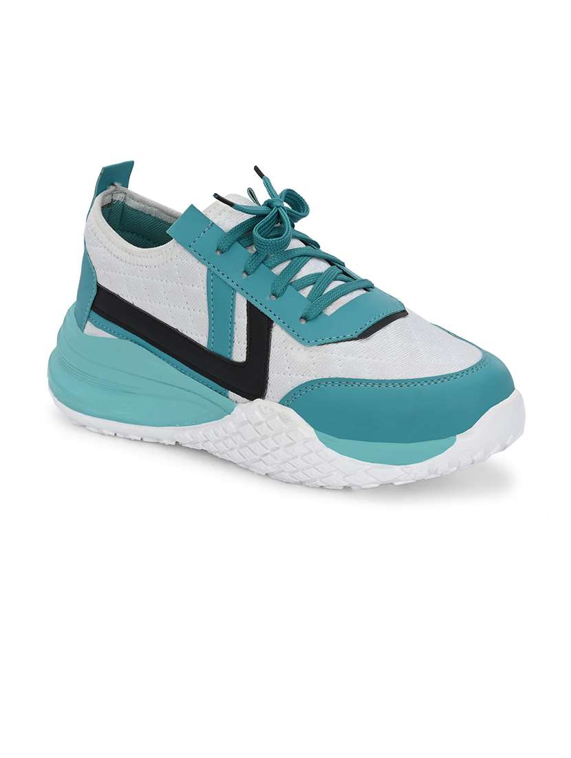 women turquoise lace-up sneaker