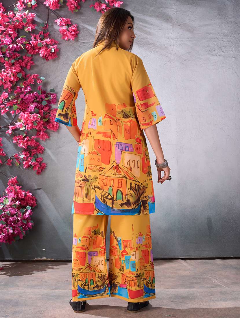 women yellow shirt collar co-ord set - 21359388 - Standard Image - 2