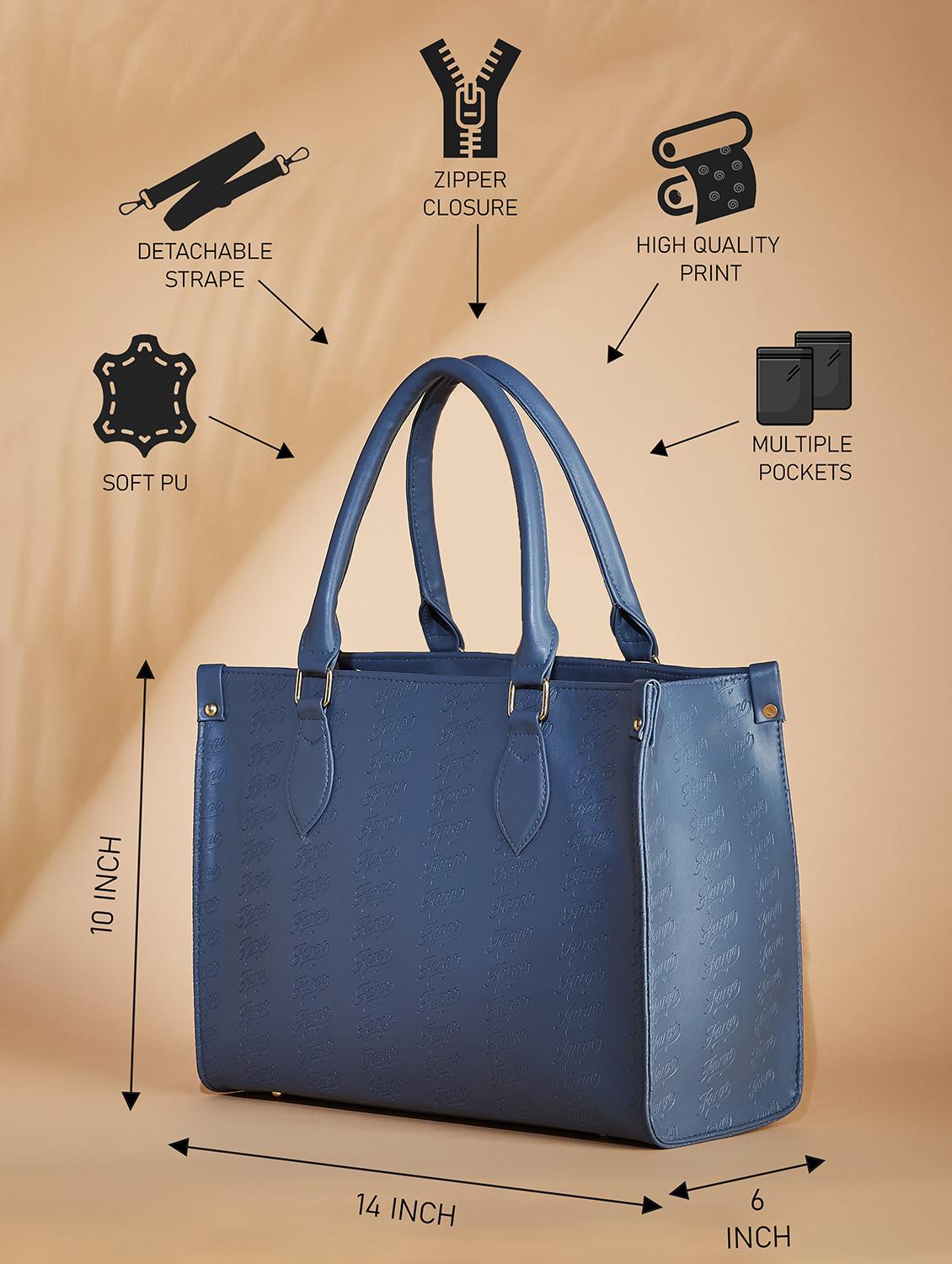 women blue leatherette textured handbag - 21359423 - Standard Image - 2