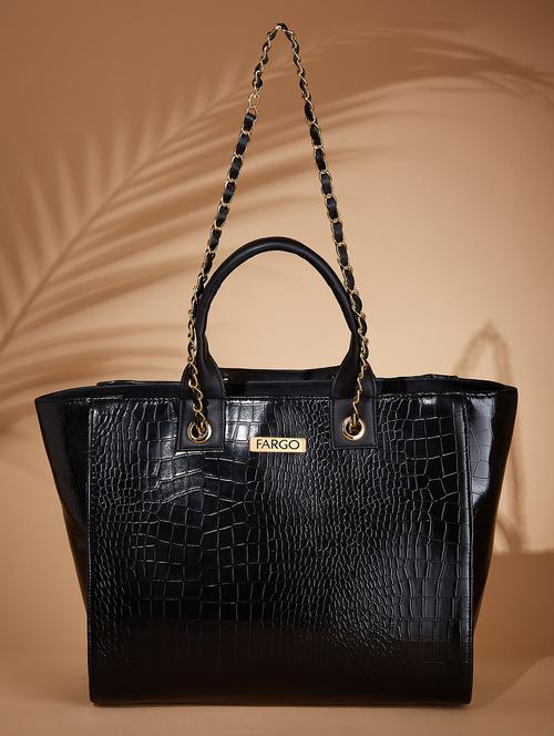 women solid leatherette handbag - 21359446 - Standard Image - 0