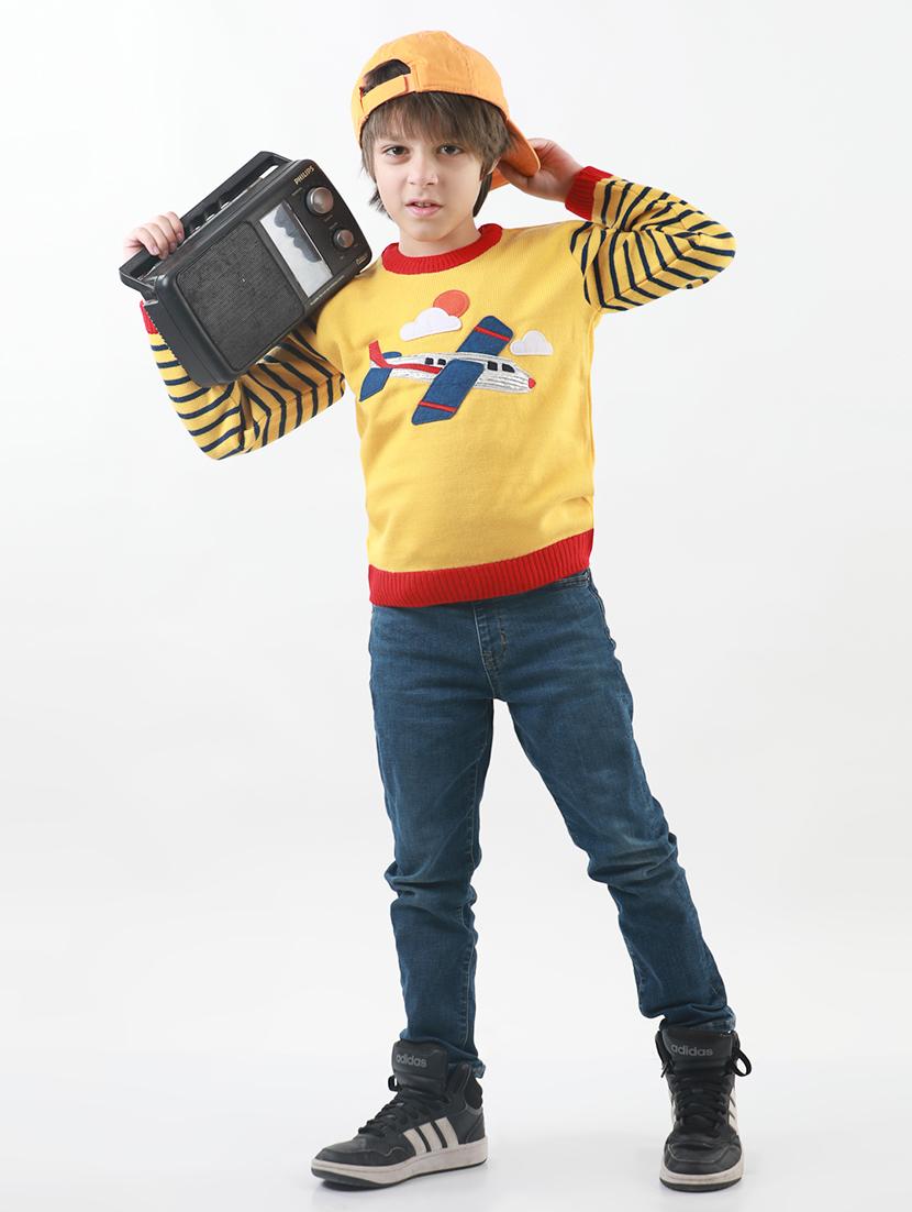 kids long sleeved self design sweater - 21360089 - Standard Image - 2