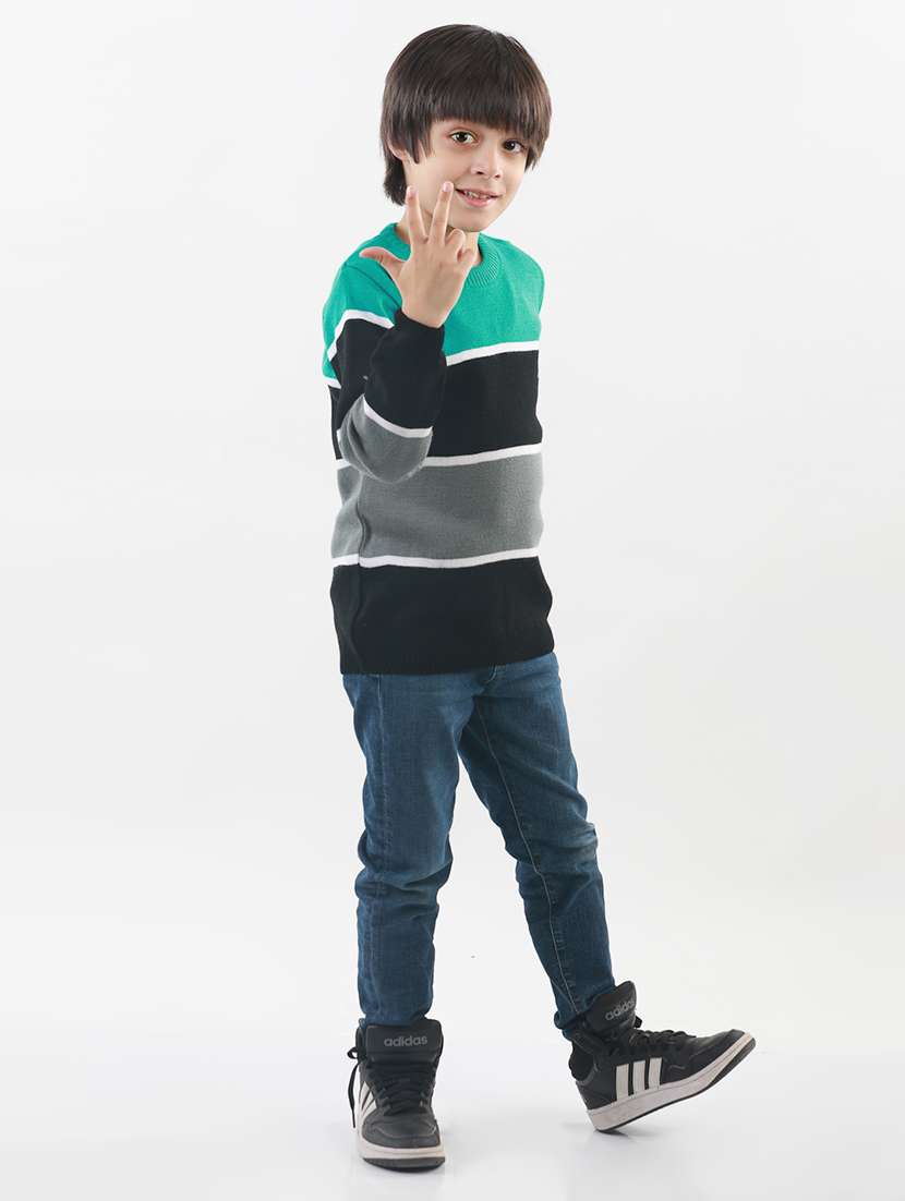 kids long sleeved color block sweater - 21360112 -  Standard Image - 2