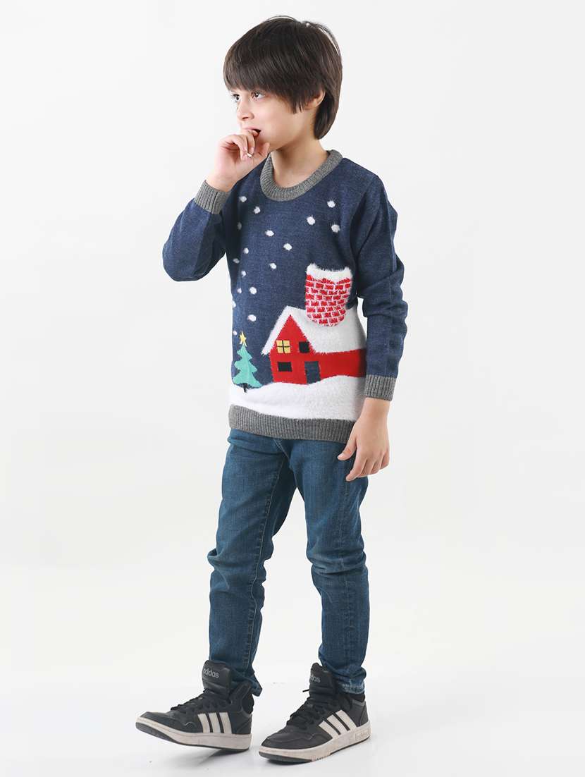 kids long sleeved self design sweater - 21360160 - Standard Image - 2