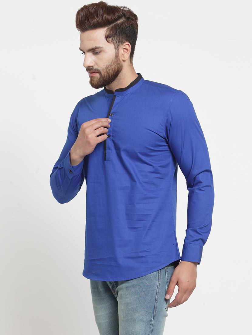 men solid cotton short kurta - 21360177 - Zoom Image - 0
