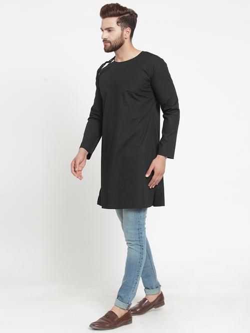 men solid cotton long kurta - 21360179 - Standard Image - 0