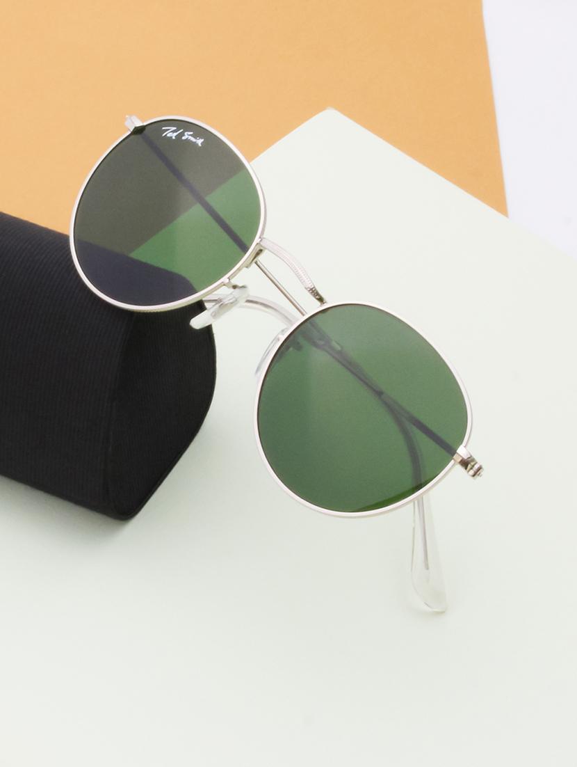 ted smith green round sunglasses for men women|full rim & metal frame|small to medium face ( 50-21-138 )