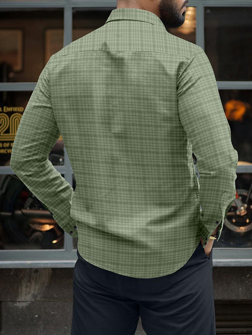 men long sleeved checkered casual shirt - 21361177 - Standard Image - 2
