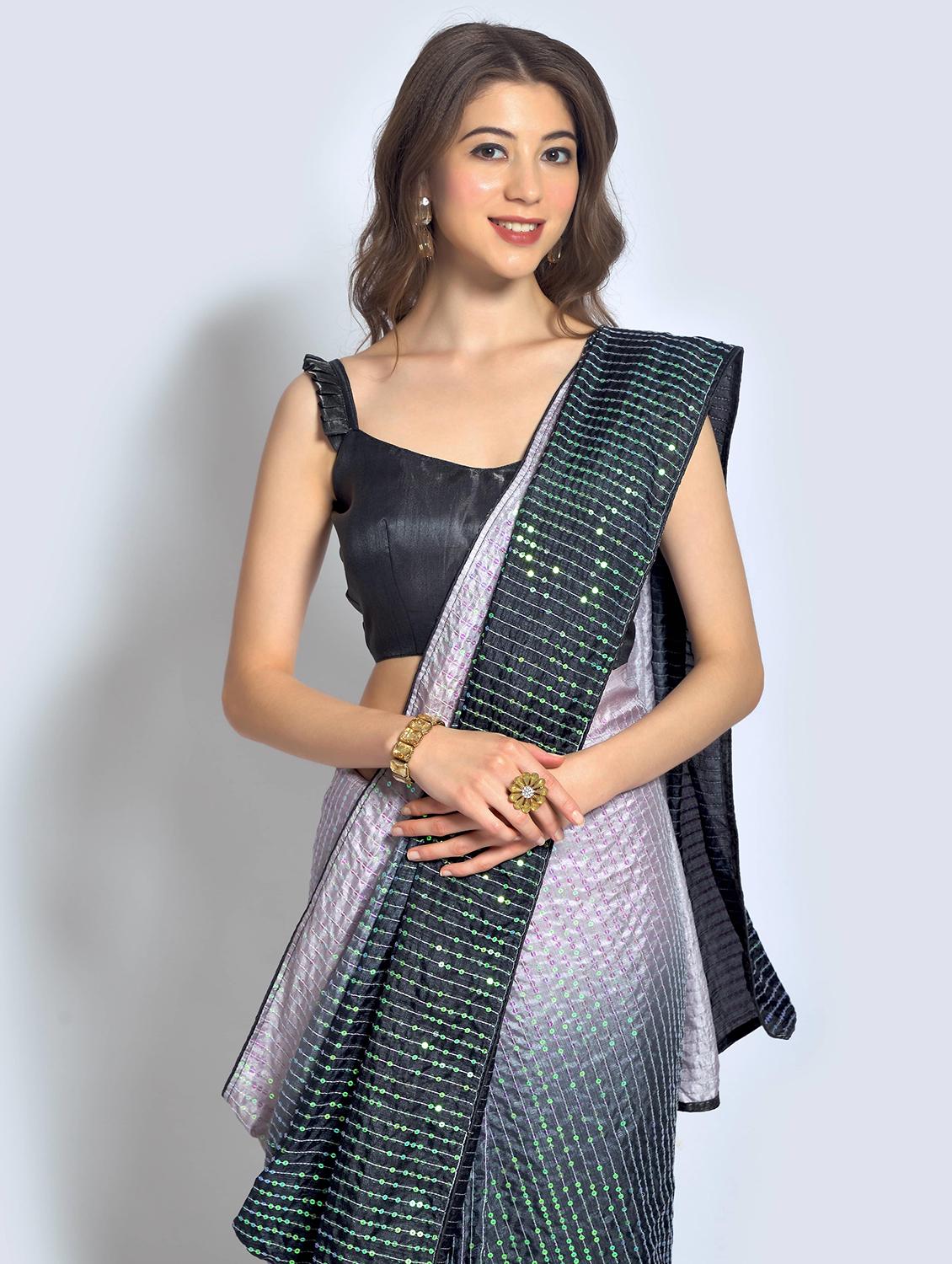women ombre sequined work saree - 21363801 - Standard Image - 2