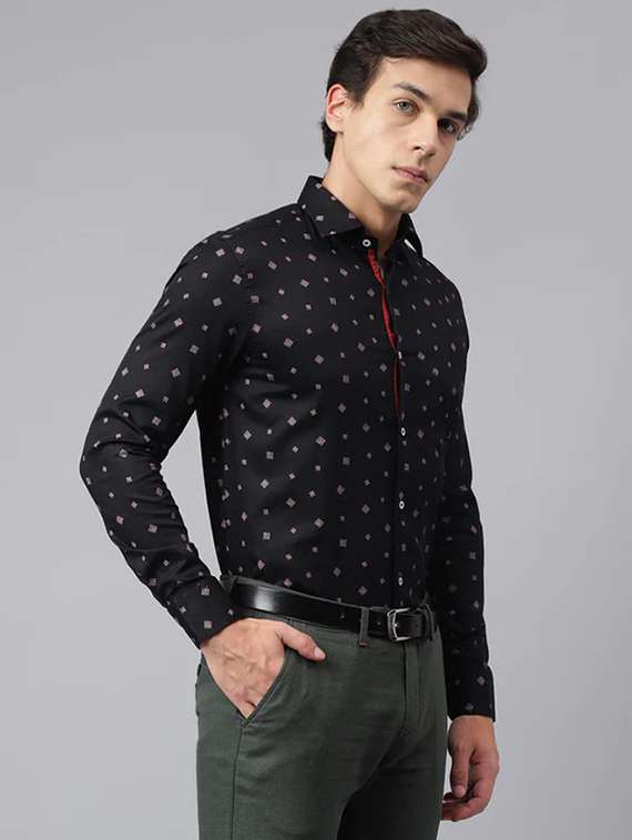 black printed formal shirt - 21363930 - Standard Image - 2