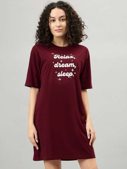 women printed round neck sleepshirt - 21364000 -  Standard Image - 0