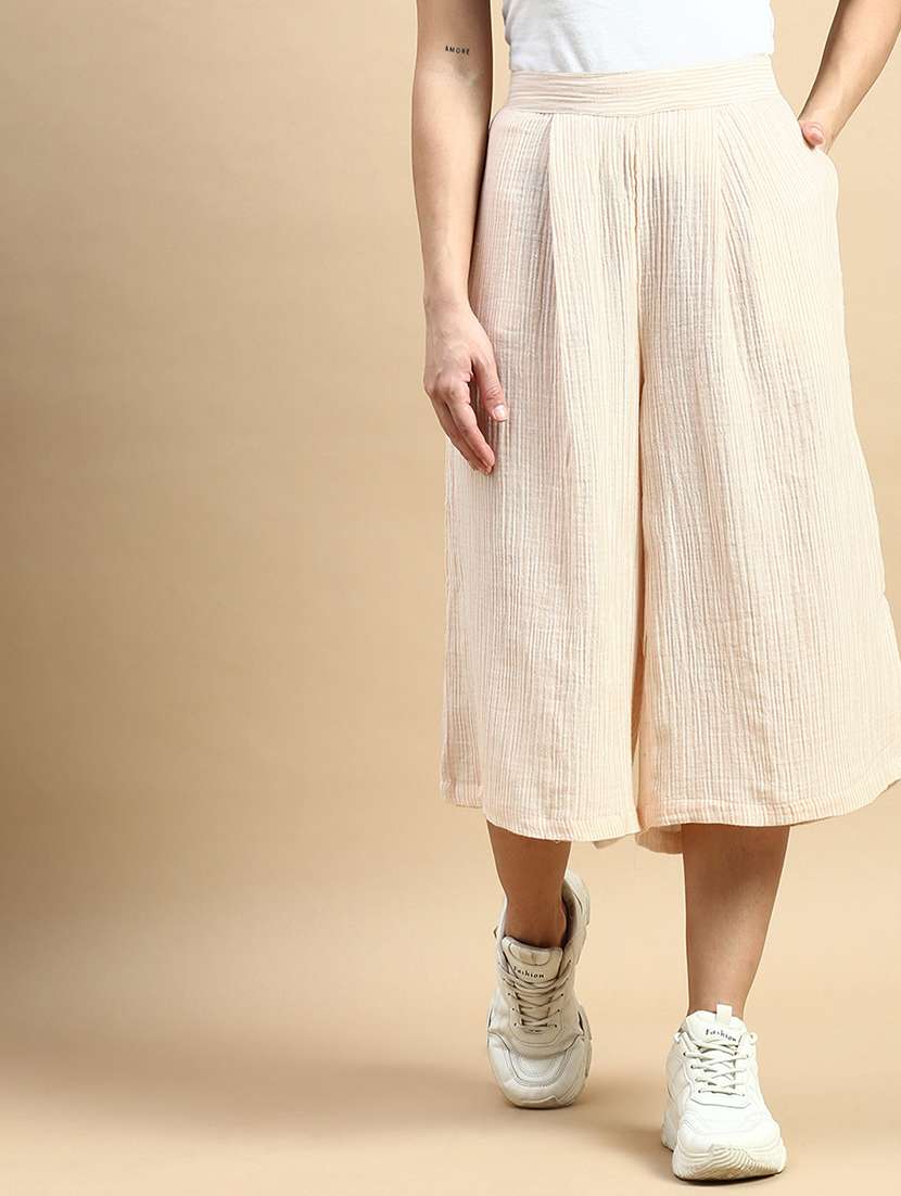 beige cotton culottes trouser