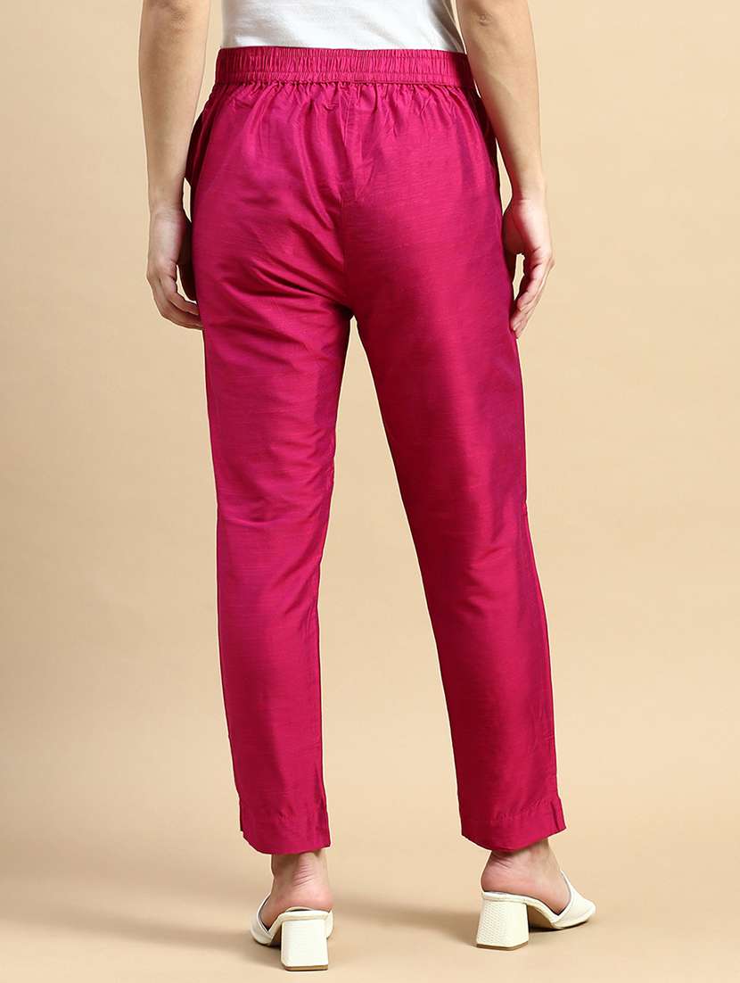 women mid rise solid cigarette pants - 21364377 -  Standard Image - 2