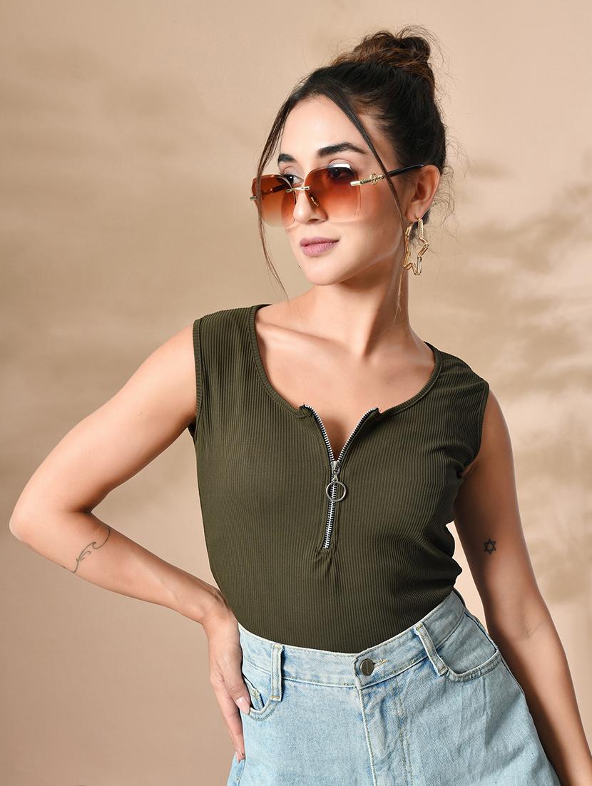 women solid sleeveless straight top - 21364512 - Standard Image - 2