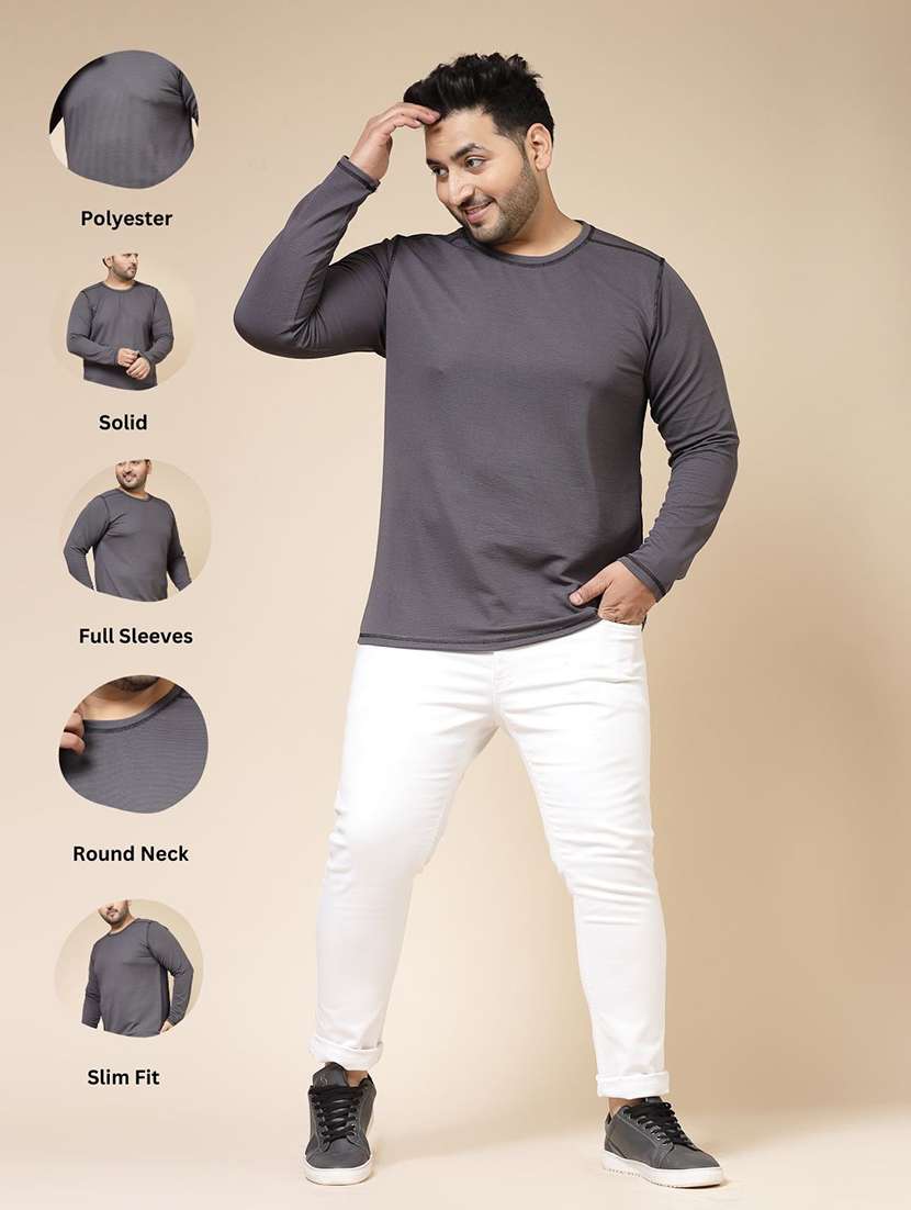 men solid round neck plus size t-shirt - 21364550 -  Standard Image - 2