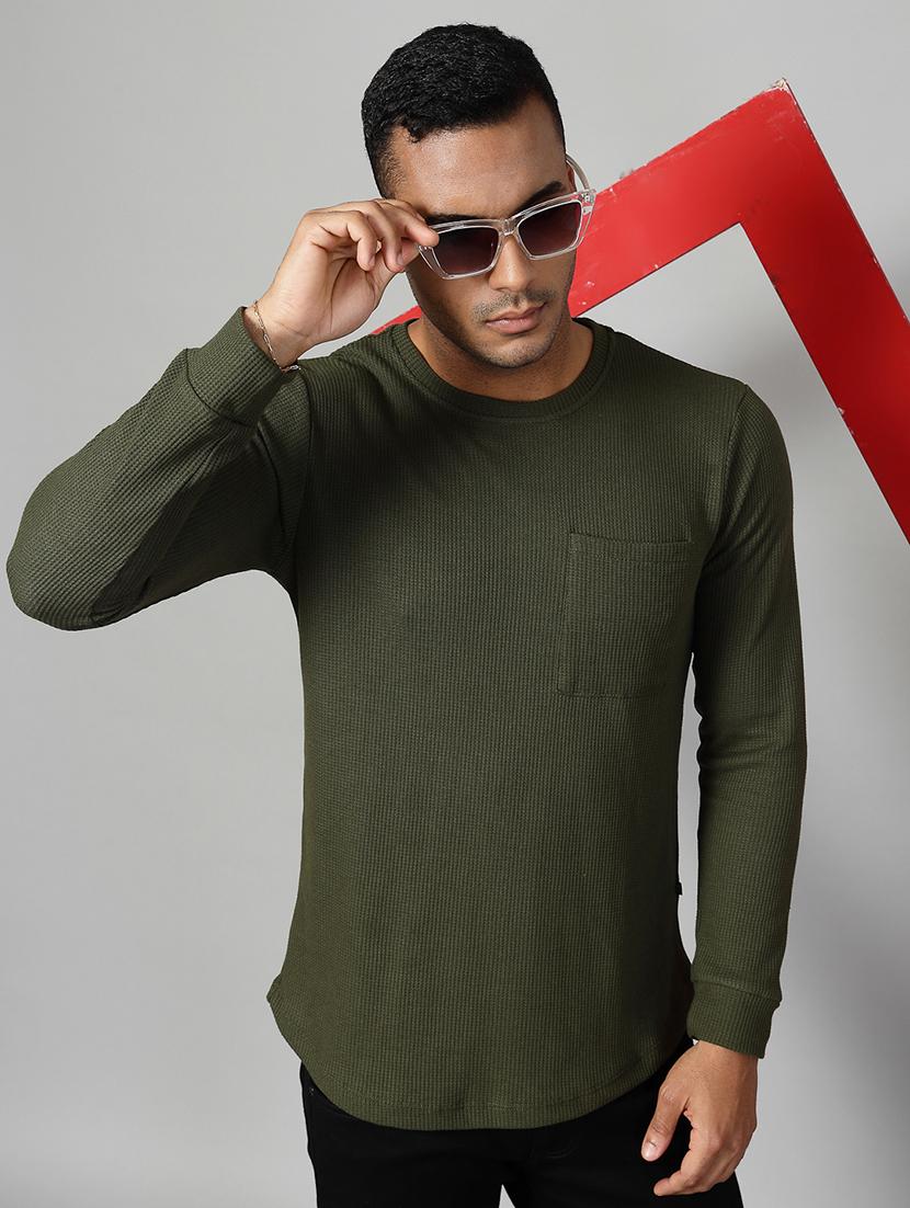 men solid round neck plus size t-shirt