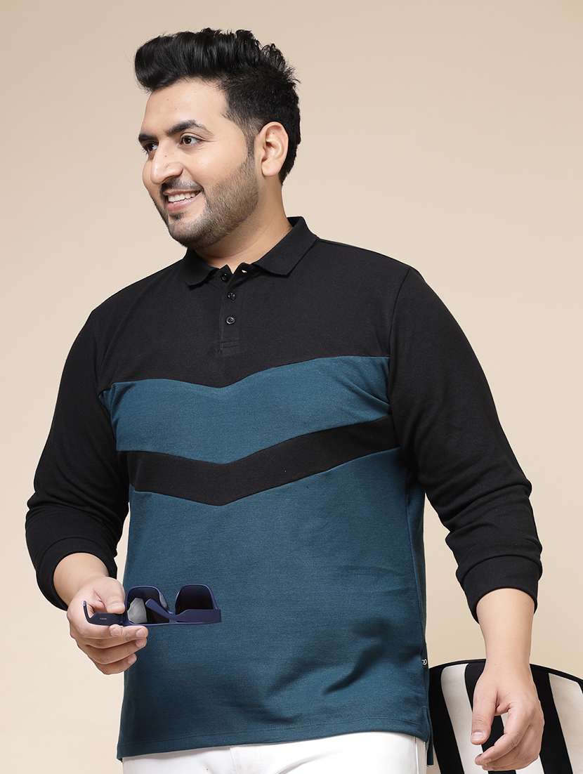Men Color Block Plus Size T Shirt