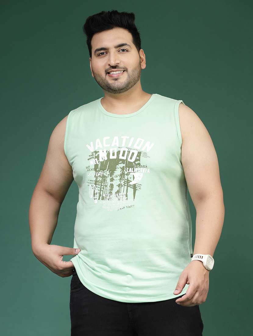 men printed plus size sleeveless t-shirt