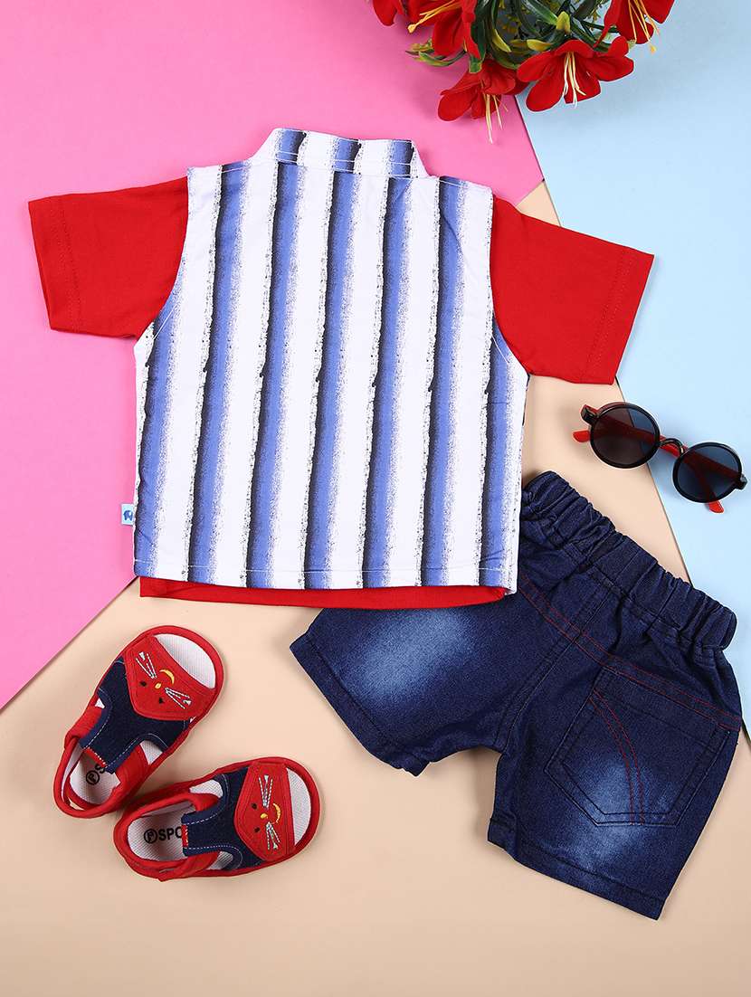 boys red stripes shorts set - 21365433 -  Standard Image - 2