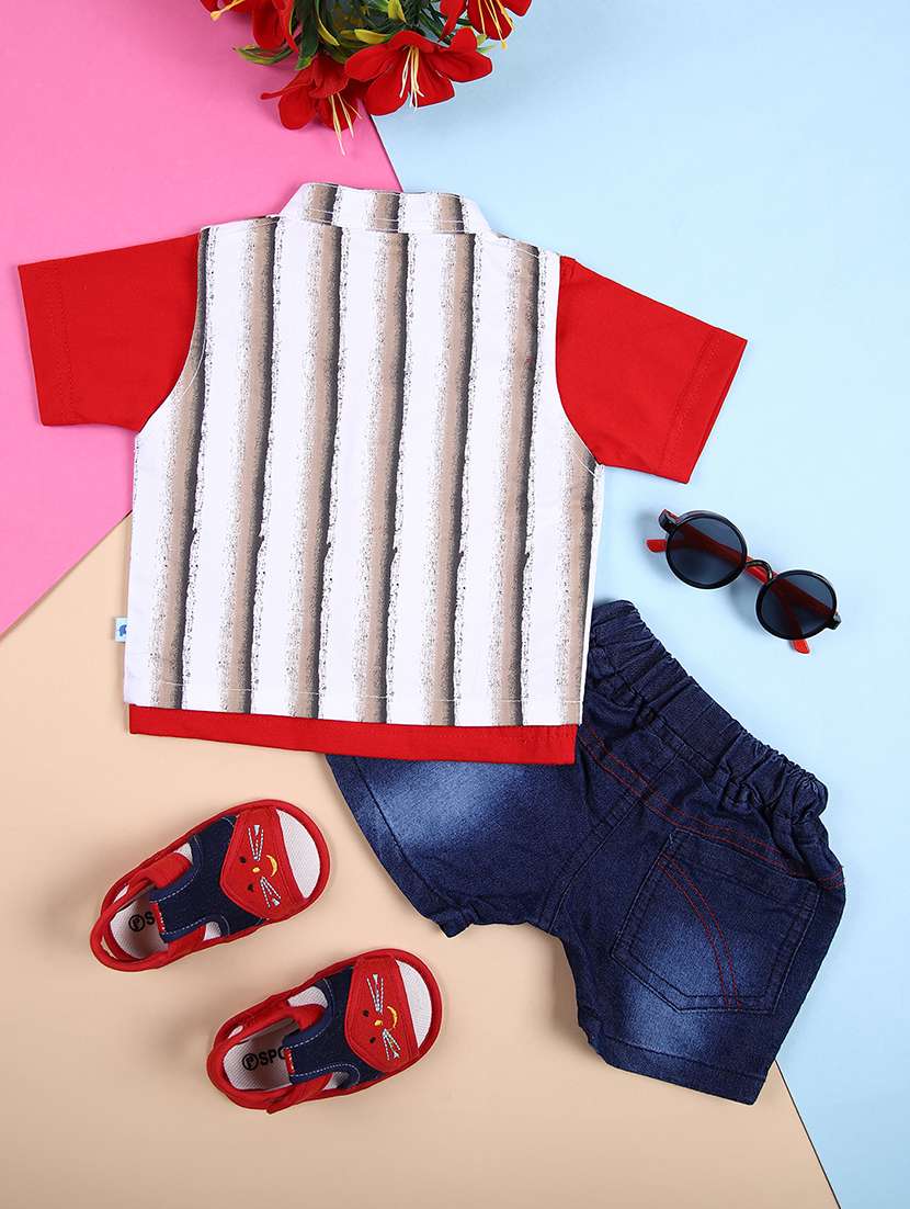 boys red printed shorts set - 21365434 -  Standard Image - 2