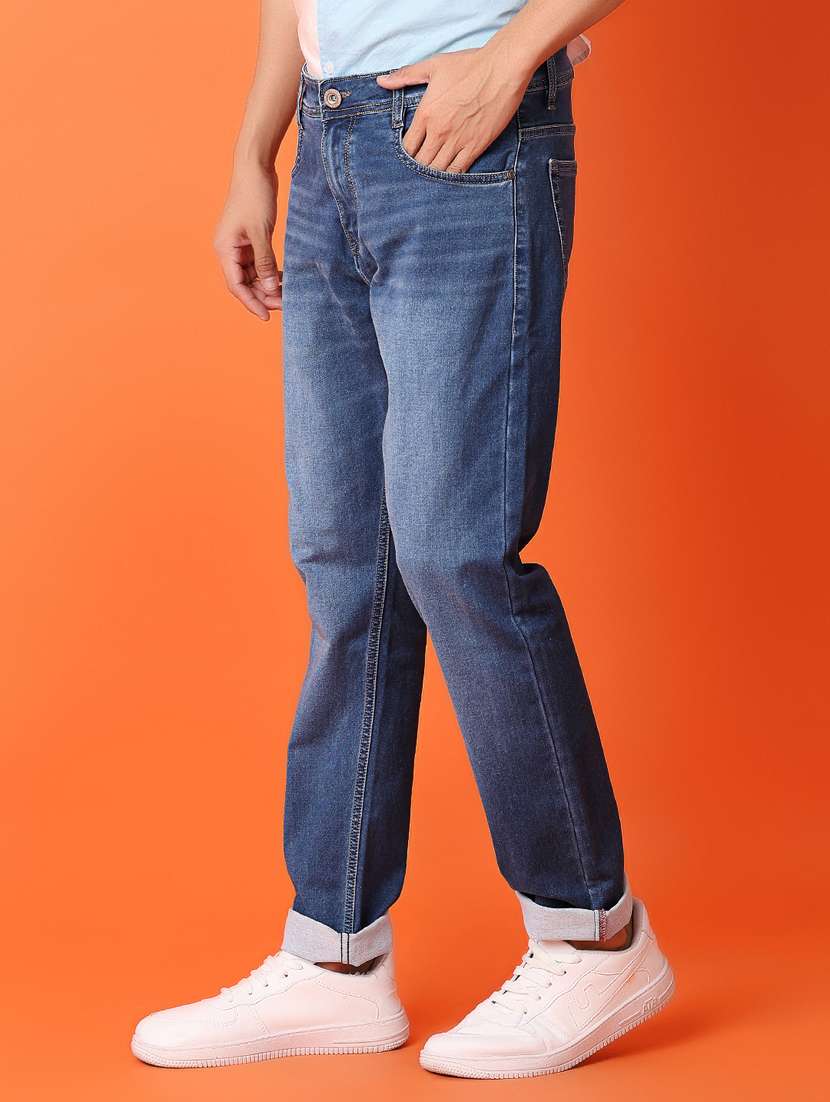 men mid rise plain slim fit jean - 21365573 -  Standard Image - 2