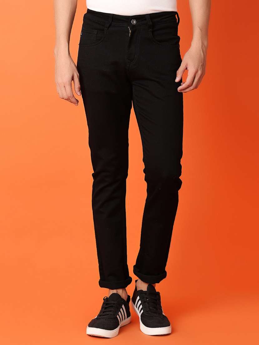 men mid rise plain slim fit jean