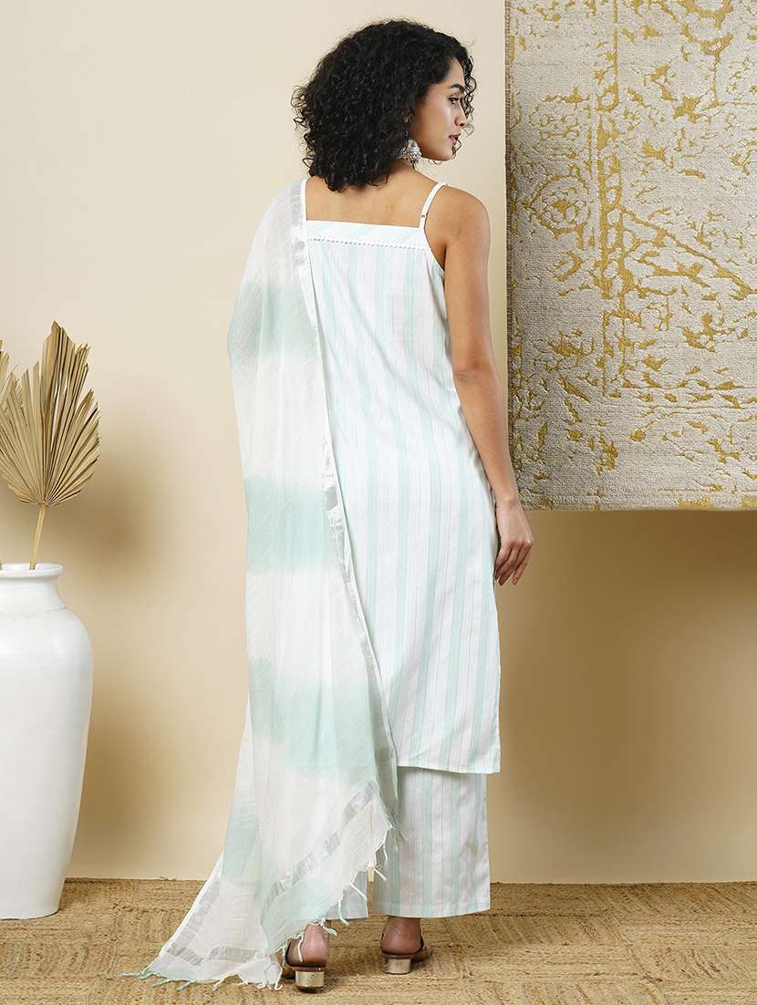 women sea green kurta palazzos set with dupatta  - 21366553 -  Standard Image - 2