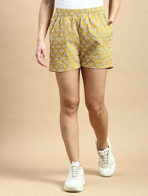 mustard printed regular short - 21366930 - Standard Image - 0
