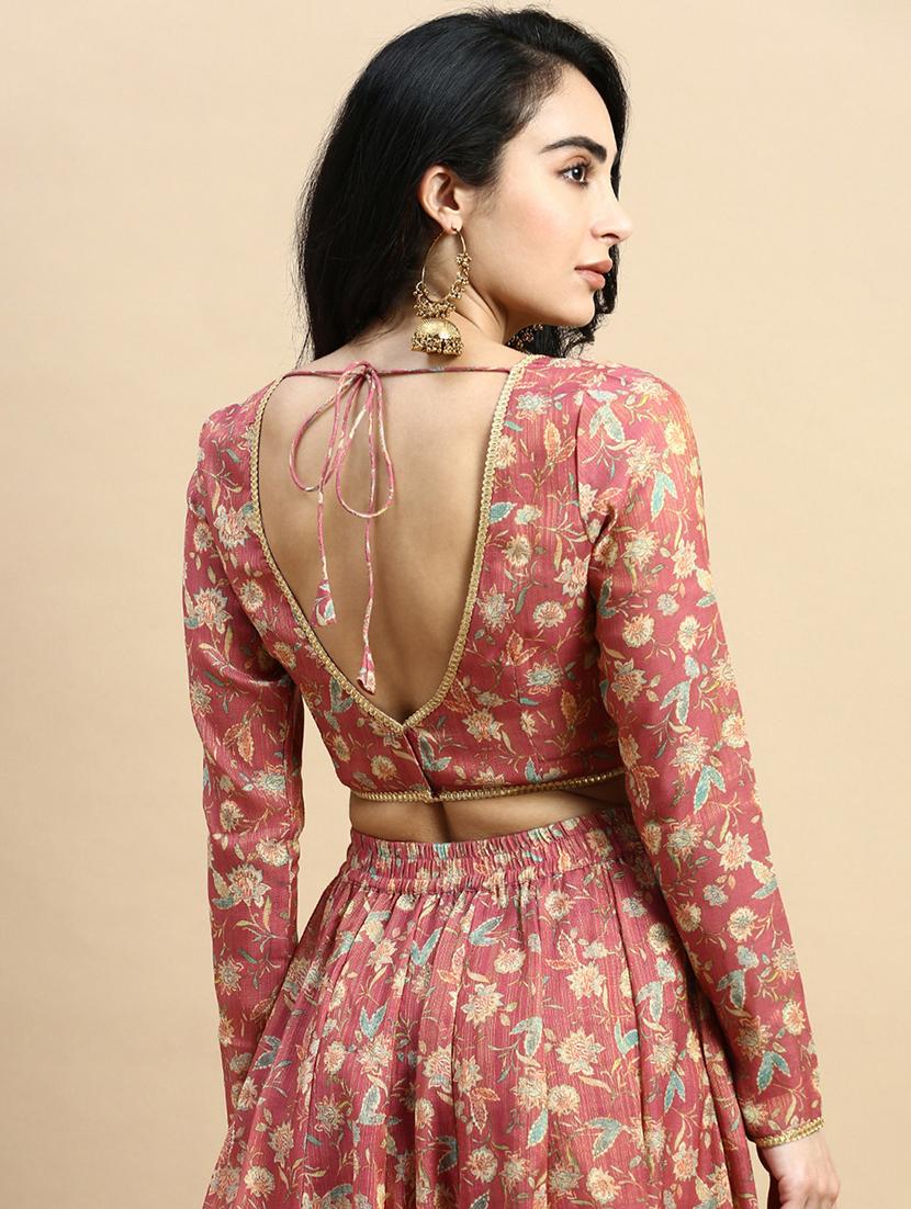 pink floral printed stitched blouse - 21367159 - Standard Image - 2