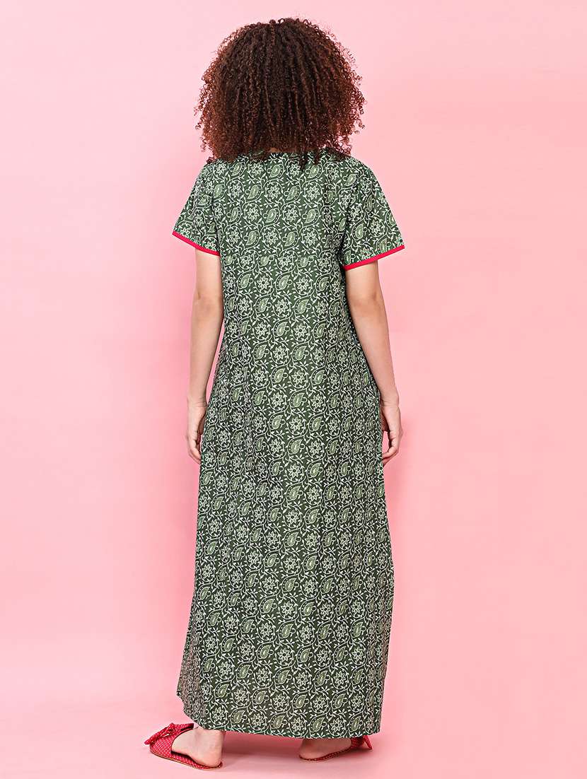 women printed cotton short sleeves nighty  - 21368063 -  Standard Image - 2