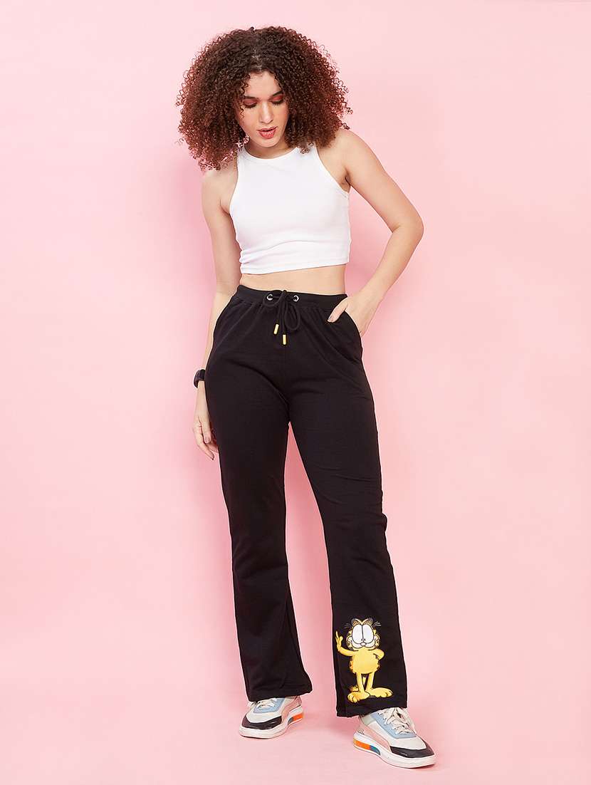women printed high rise track pant