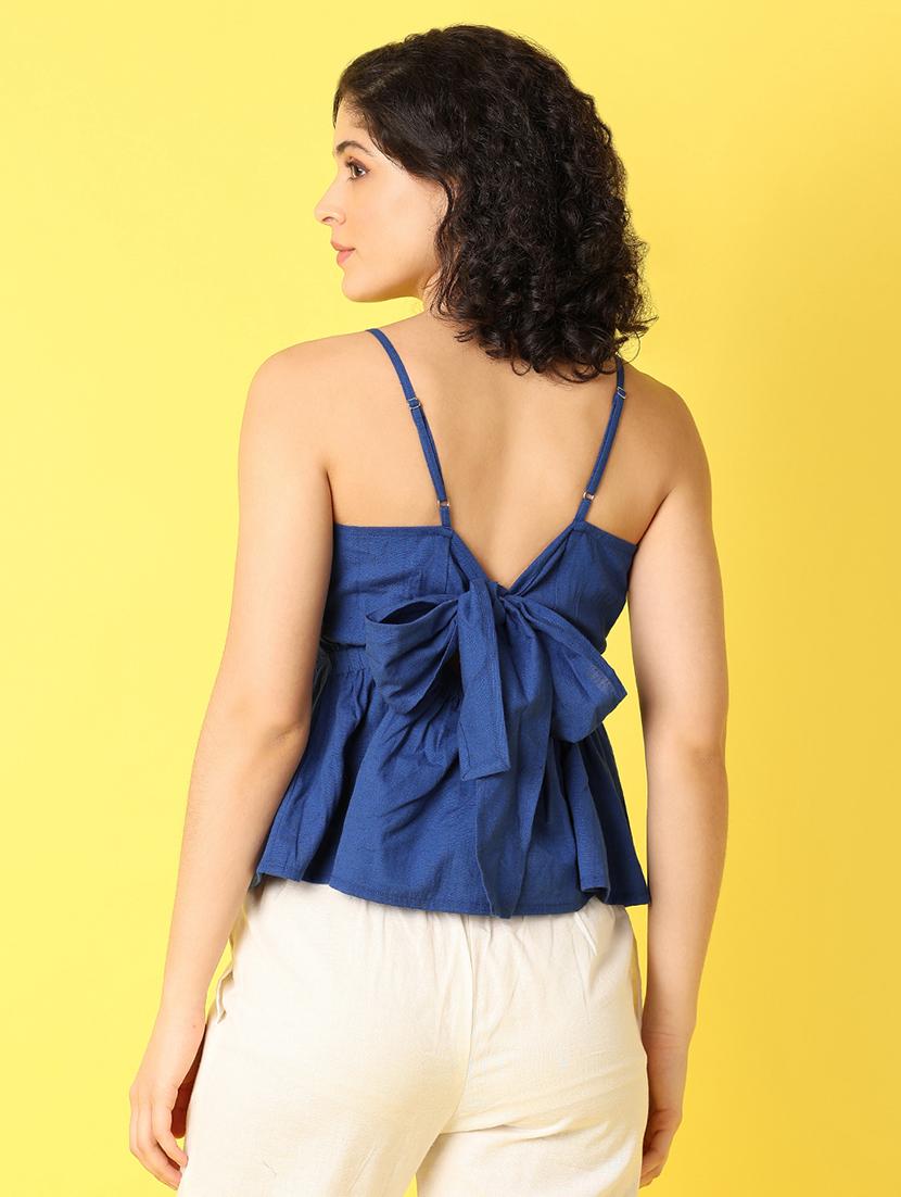 women blue solids flared top - 21368313 - Standard Image - 2
