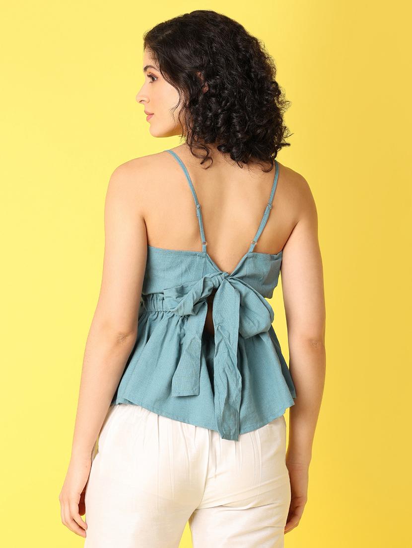 women light blue solids flared top - 21368315 - Standard Image - 2