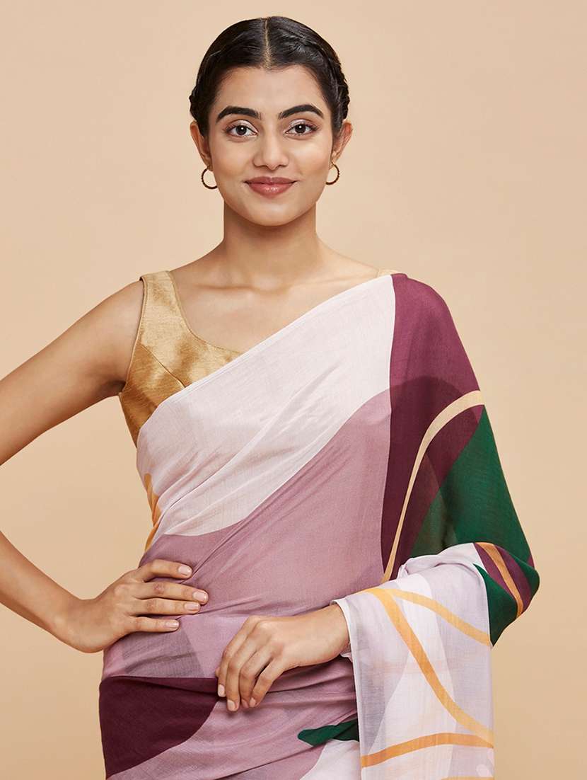 Women Printed Saree With Blouse - 21368733 -  Standard Image - 2