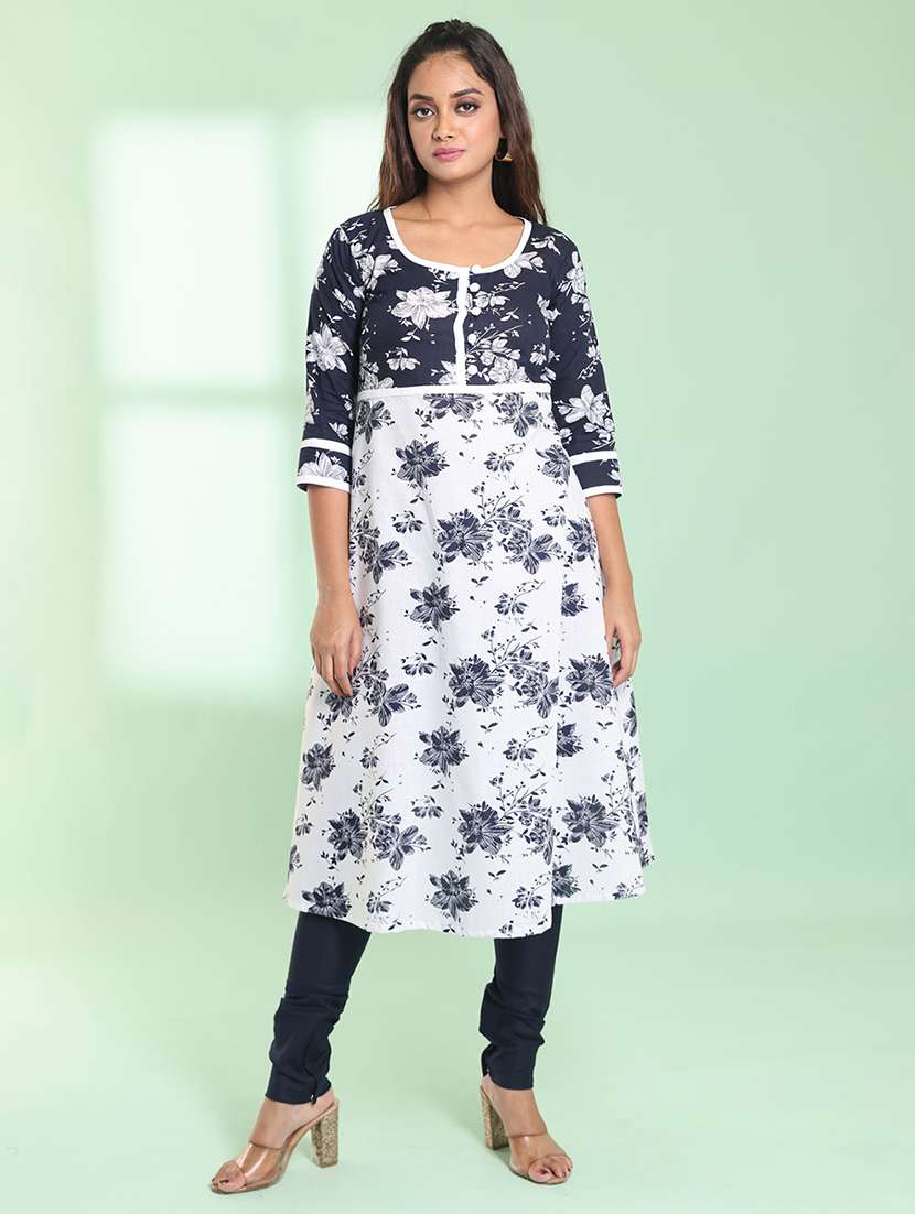 women three quarter sleeve a-line kurta