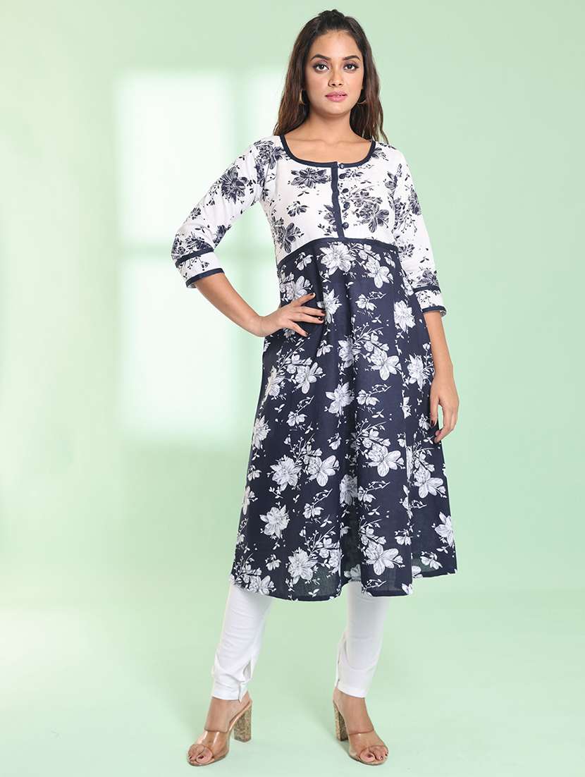 women three quarter sleeve a-line kurta