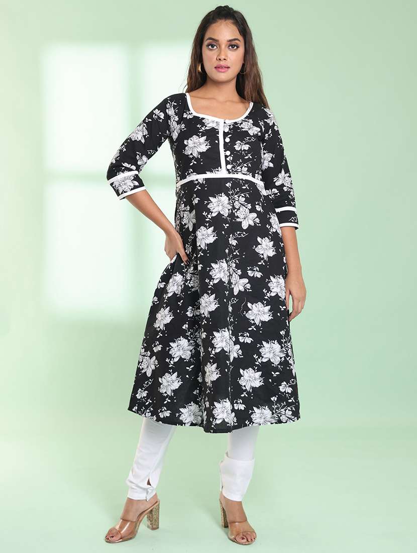 women three quarter sleeve a-line kurta